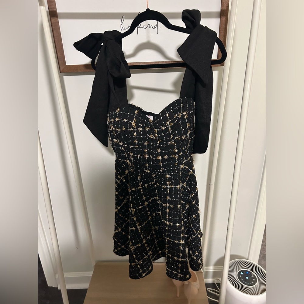 Buddy Love Black and Gold tweed dress